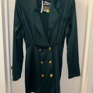 Emerald Green Blazer Dress with Gold Buttons - ASOS New With Tag